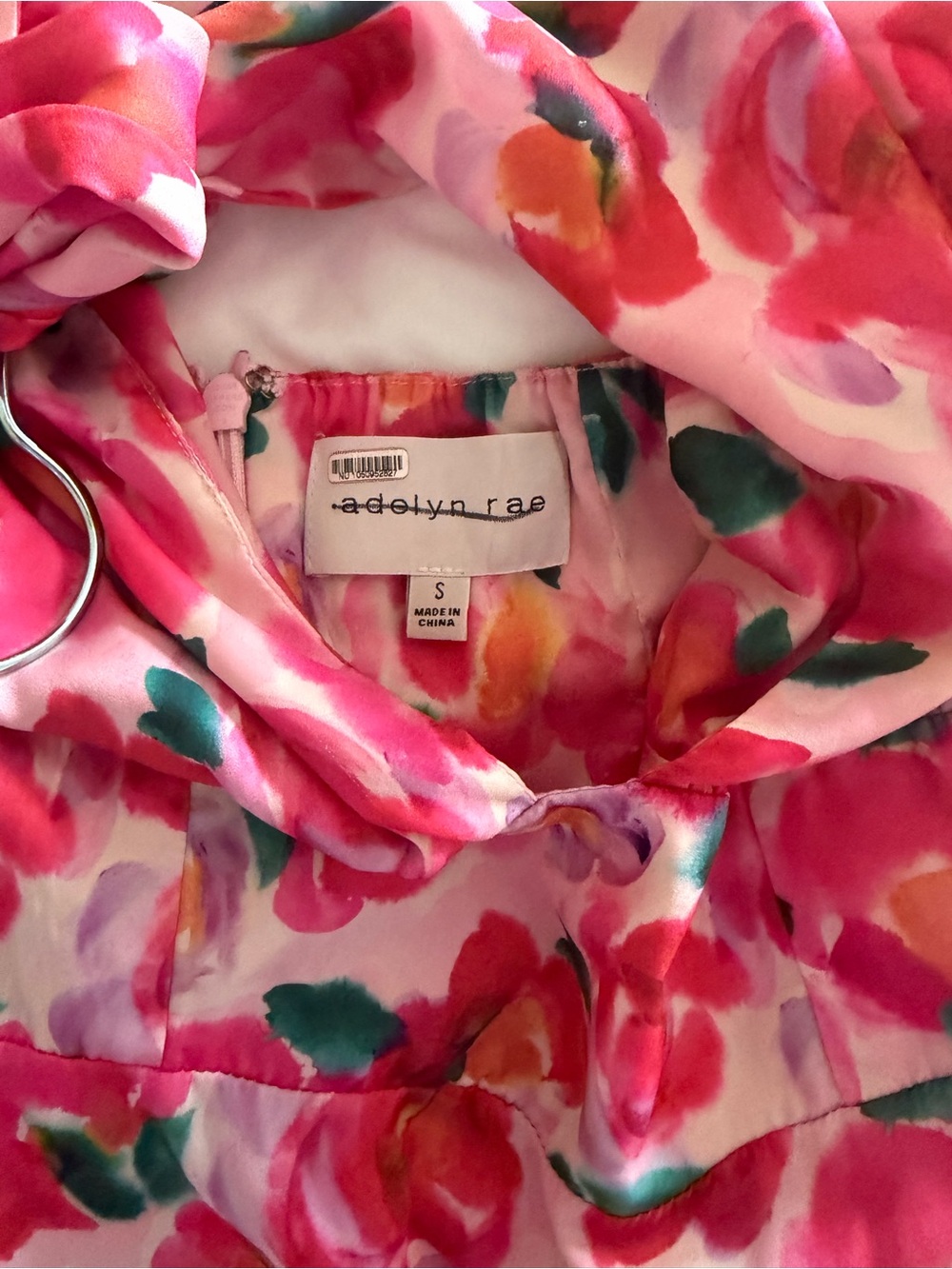 Adelyn Rae Pink Floral Halter Dress with Green Accents - Picture 2 of 3